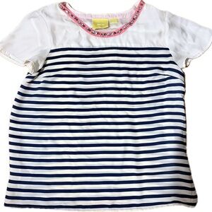 Anthropologie Maeve Embellished Striped Top